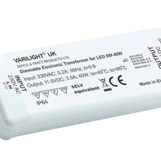 Varilight 3.33A 12vdc (40w) In-Line Transformer - Mains Dimmable